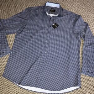 Pruonto Uomo Mens XLT Modern Fit LongSleeve Dress Shirt Blue Poly/Spandex NWT